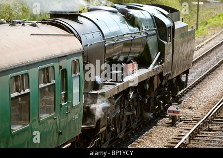 'Eddystone' steam locomotive working on the Swanage Railway.England. Just pulling away from Corfe station Stock Photo