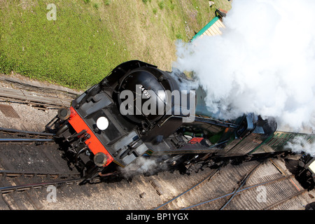 'Eddystone' steam locomotive working on the Swanage Railway.England. Swanage railway station Stock Photo