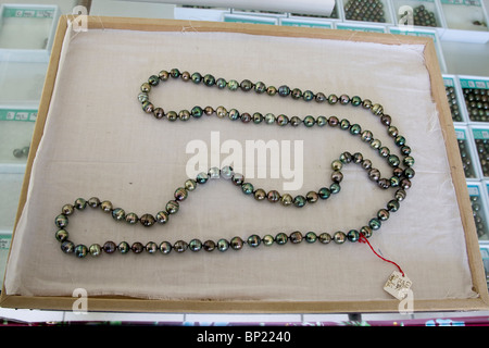 Necklace of Black Pearls, Rangiroa, French Polynesia Stock Photo