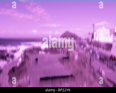 The result of a severe shock to a consumer digital camera - the CCD no longer produces a clear picture Stock Photo