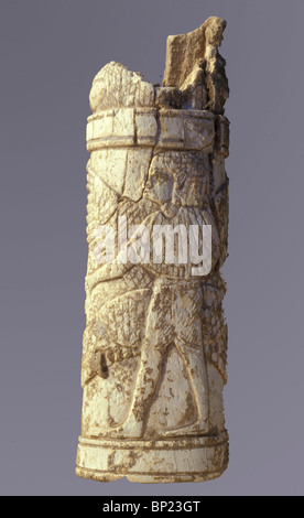 IVORY OBJECT FOUND IN HAZOR, 8TH. C. B.C. CARVING OF A WINGED CREATURE Stock Photo