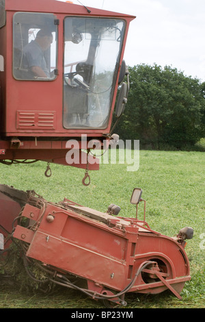 Cab front end of Pea Viner Harvester in action. Stock Photo