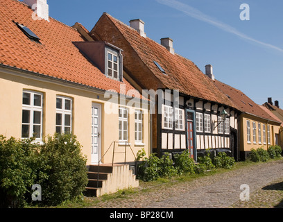 The old town of Ebeltoft in Denmark. The city is very idyllic and is primarily made of old timber framed houses. Stock Photo
