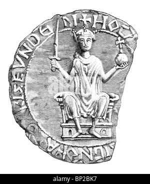 Black and White Illustration; 11th century; The Great Seal of William the Conqueror Stock Photo