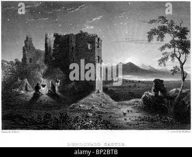 An engraving of Dundonald Castle, South Ayrshire, Scotland - scanned at high resolution from a book published in 1830. Stock Photo