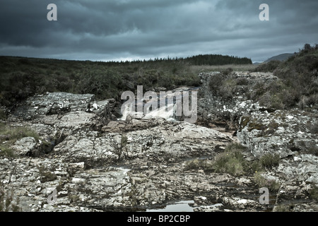 Moody landscape of Glen Oykel in the assynt region of Sutherland in the Scottish Highlands. Stock Photo