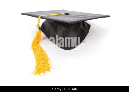 Black Mortarboard with white background Stock Photo