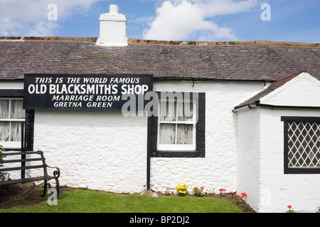 The world famous Old Blacksmith's Shop at Gretna Green, where Britain's wedding couples converge on for a quickie marriage. Stock Photo