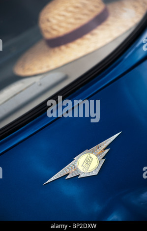 Jensen Interceptor car badge. Classic british car Stock Photo