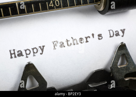 Typewriter close up shot, concept of Happy Father's Day Stock Photo