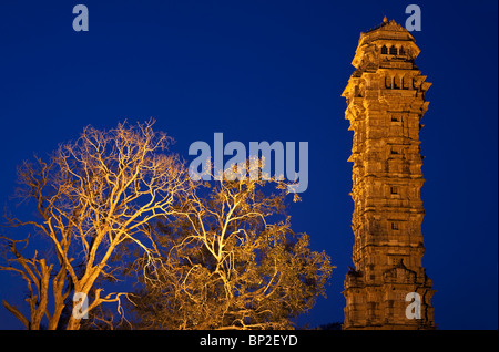 Jaya Stambha (Tower of Victory). Chittorgarh Fort. Rajasthan. India Stock Photo