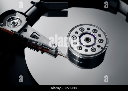 close-up of an opened hard drive Stock Photo