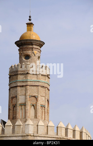 The Golden Tower (torre del oro), one of the most famous landmark in Seville, Spain. Stock Photo