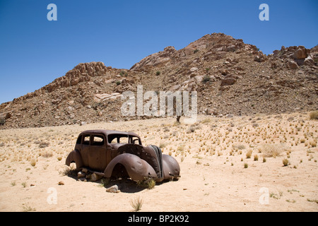 Abandoned car wreck in Klein Aus- Namibia Stock Photo