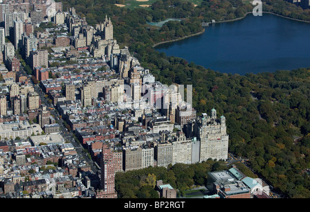 aerial view above upper west side Central Park Manhattan New York city Stock Photo