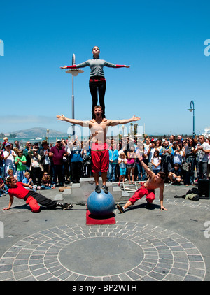 San Francisco: Street entertainers at Fisherman's Wharf. Photo copyright Lee Foster. Photo # casanf104164 Stock Photo