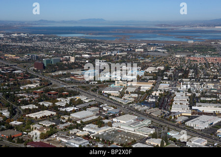 aerial view above Silicon Valley San Jose California