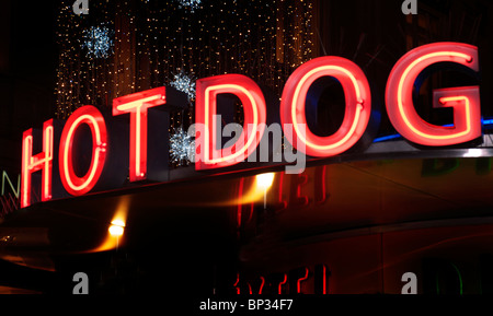 HOT DOG NEON SIGN Stock Photo