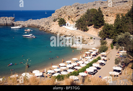 St Paul's Bay, Agios Pavlos, Lindos, Rhodes island, Greece Stock Photo