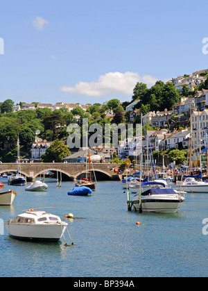 boats on the river at looe in cornwall, uk Stock Photo