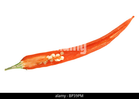 The Red Chilli pepper slice Stock Photo