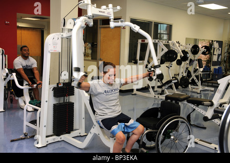 Jennifer Poist works out at the campus Disability Resource Center at the UA, where she plays wheelchair basketball. Stock Photo