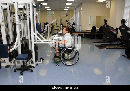 Jennifer Poist works out at the campus Disability Resource Center at the UA, where she plays wheelchair basketball. Stock Photo