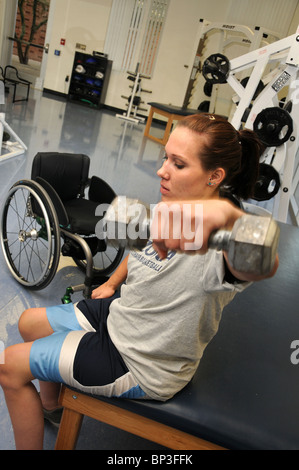 Jennifer Poist works out at the campus Disability Resource Center at the UA, where she plays wheelchair basketball. Stock Photo