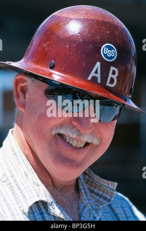Portrait of a construction worker in hardhat, Denver, Colorado, USA. Stock Photo