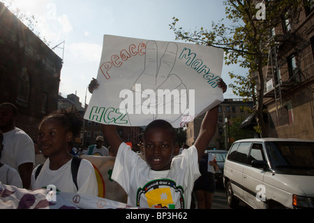 Hundreds march through the streets of Harlem in the Harlem Children's Zone 16th annual Peace March in New York Stock Photo