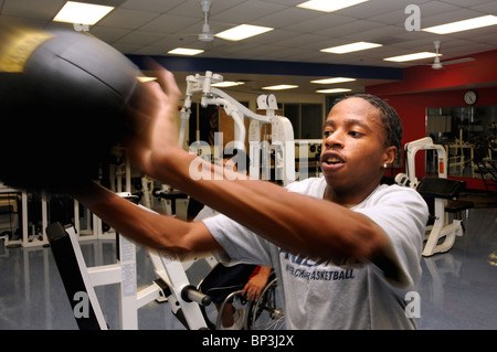 Rion Prioleau works out at the campus Disability Resource Center at the UA, where he plays wheelchair basketball. Stock Photo