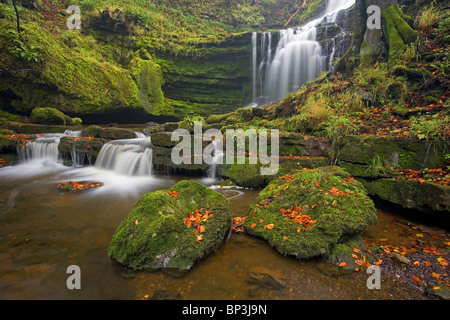 Scaleber Force Waterfall, at Scaleber Wood near Settle in North Yorkshire Dales, UK Stock Photo