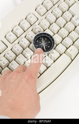 Compass Meaning Computer Computer Keyboard and Compass, internet concept Stock Photo - Alamy