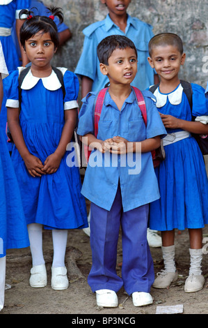 BANGLADESH, Jessore. Students in blue and white uniforms at a Muslim school Stock Photo