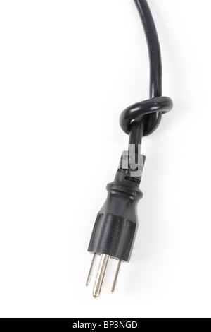 Black Power Cord Plug, concept of Energy-saving Stock Photo