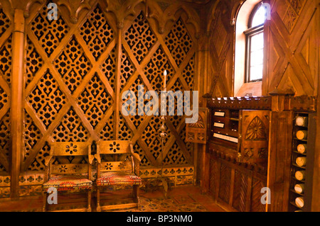 The organ in the music room at Scotty's Castle, Death Valley National Park. California Stock Photo