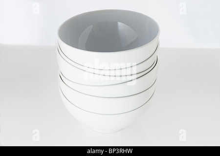 white bowls on a white background Stock Photo