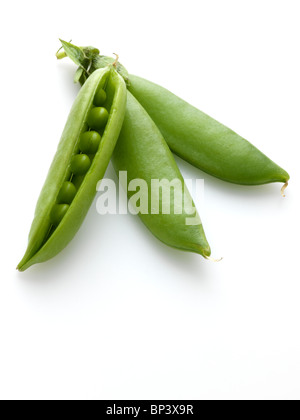 Sugar snap peas on a white background Stock Photo