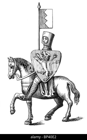 Black and White Illustration; 13th century; Simon de Montfort 6th Earl of Leicester Stock Photo