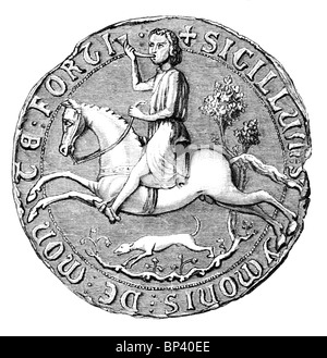 Black and White Illustration; Seal of Simon de Montfort, 6th Earl of Leicester and leader of the Second Barons' War in England Stock Photo
