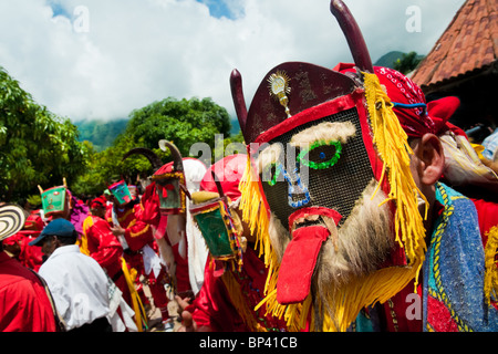 The Devils (Diablos) dance in the religious procession in Atanquez, Sierra Nevada, Colombia. Stock Photo