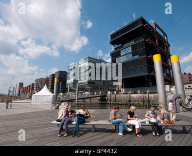 Modern apartment buildings constructed Sandtorhafen in new Hafencty property development in Hamburg Germany Stock Photo