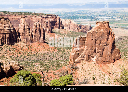 Independence Monument located in the Colorado National Monument raises above the Colorado River Valley. Stock Photo