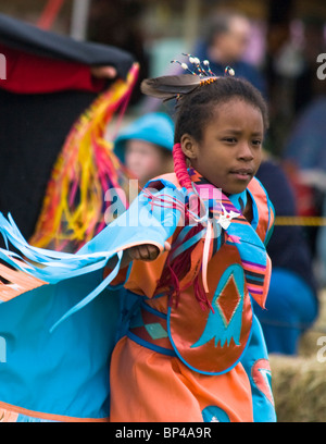 A fancy dancer dances at the Healing Horse Spirit PowWow in Mt. Airy, Maryland. Stock Photo
