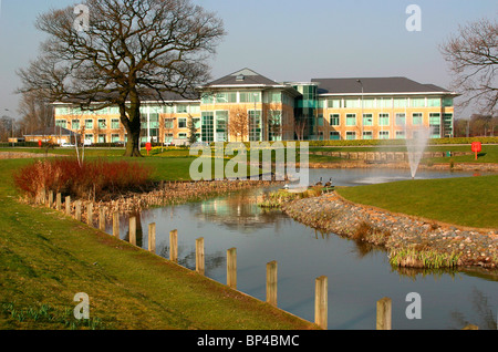 UK, England, Cheshire, Stockport, Cheadle, Cheadle Royal Business Park, pond Stock Photo