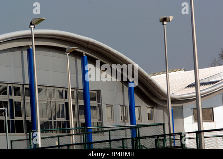 UK, England, Cheshire, Stockport, Cheadle Royal Business Park, David Lloyd fitness centre roof detail Stock Photo