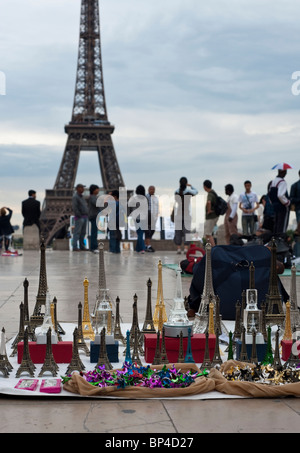 Paris, France, Tourists Visiting Eiffel Tower, Illegal Souvenirs for Sale Plaza Stock Photo