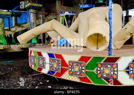 An unfinished allegorical float during the construction process in the Carnival workroom in Rio de Janeiro, Brazil. Stock Photo