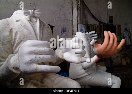 Unfinished man statues during the design process in the Carnival workroom in Rio de Janeiro, Brazil. Stock Photo