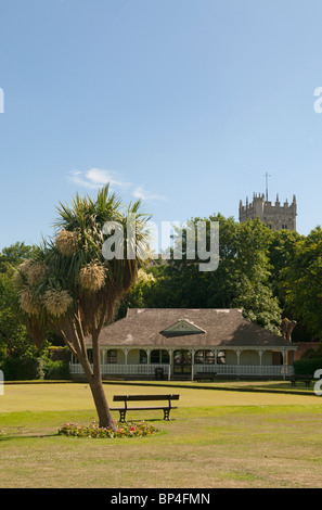 Cricket pitch and pavillion in Christchurch, Dorset Stock Photo